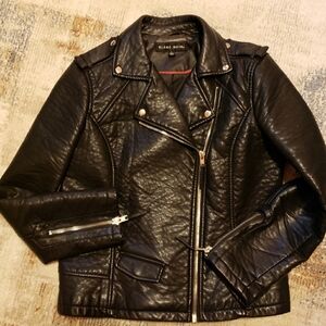 Blanc Noir Faux Leather Women's Black Biker Jacket Large